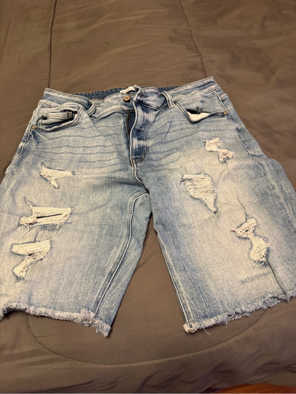KanCan Light Blue Distressed Denim Jean Shorts